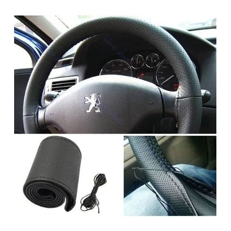 CUBRE VOLANTE MICRO PERFORADO HILO NEGRO